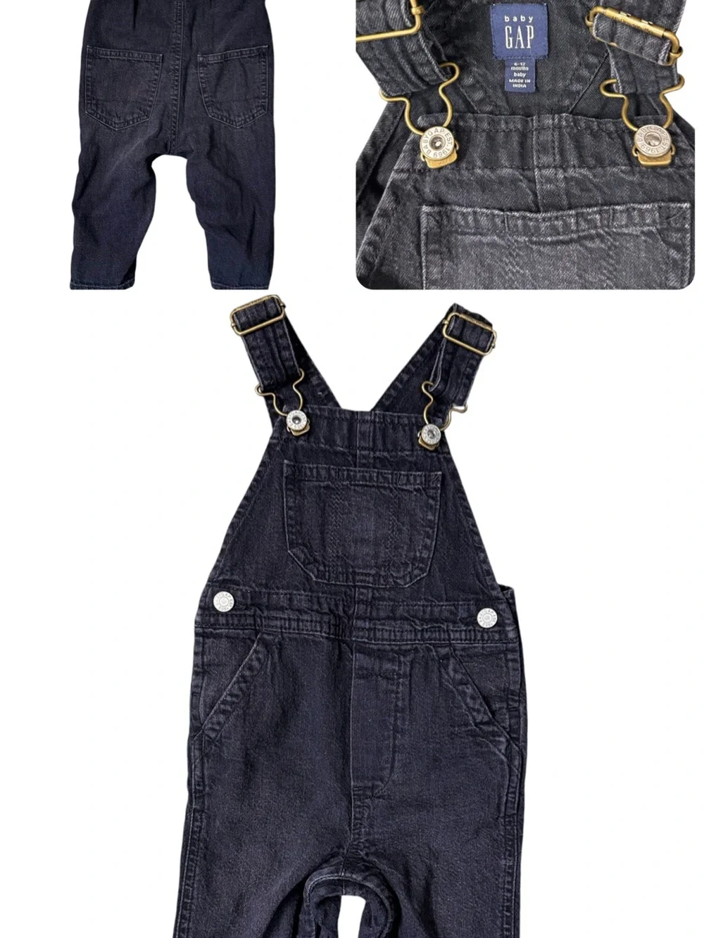 Baby Gap Black Denim Bib Jean Overalls 6-12M